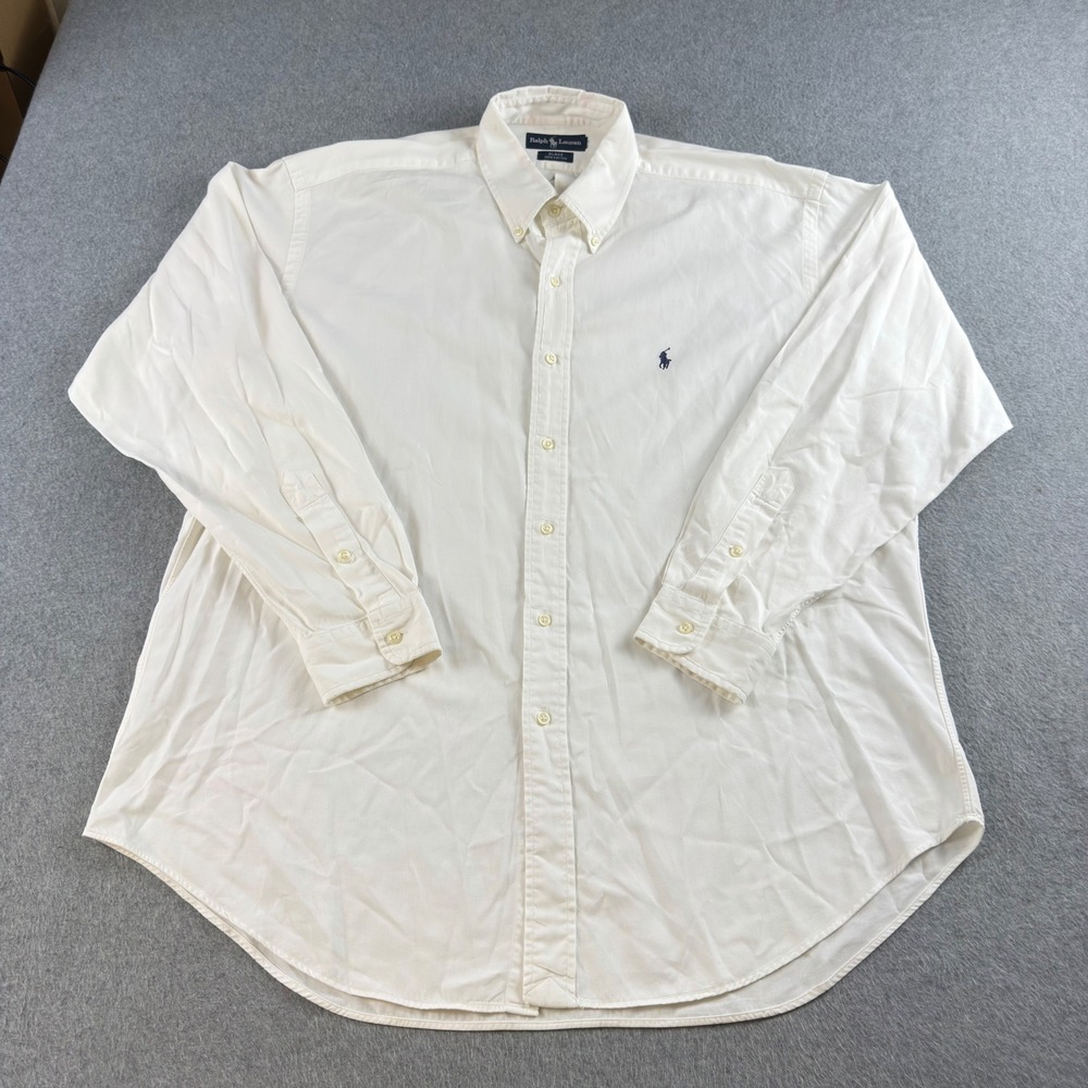 Polo Ralph Lauren Blake Shirt Mens XL White Cotton Long Sleeve Button Down Pony